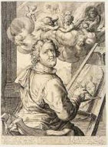 St Luke Painting The Virgin (holl.143) by Jacob Matham