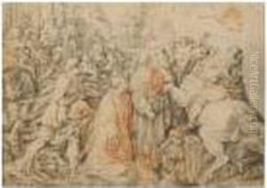 St. Lawrence At The Arrest Of Pope Sixtus Ii, After Cavaliere D'arpino by Jacob Matham