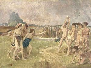 Study for - The Young Spartans Exercising, c.1860-61
