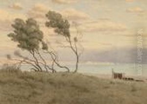 Landscape With Sailboat by John Robert Mather