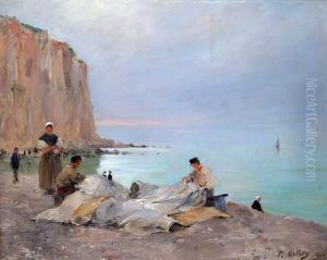 Normandie, Pecheurs Sur La Greve