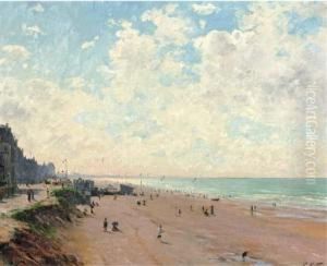 La Plage A Trouville by Paul Mathey