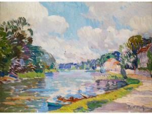Seine-landschaft Mit Kahn Amufer