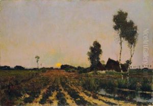 Fermettes Au Coucher De Soleil Hoevetjes Bij Zonsondergang