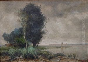 Zeilbootje In Een Landschap.