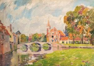 A View In A Town With A Bridge