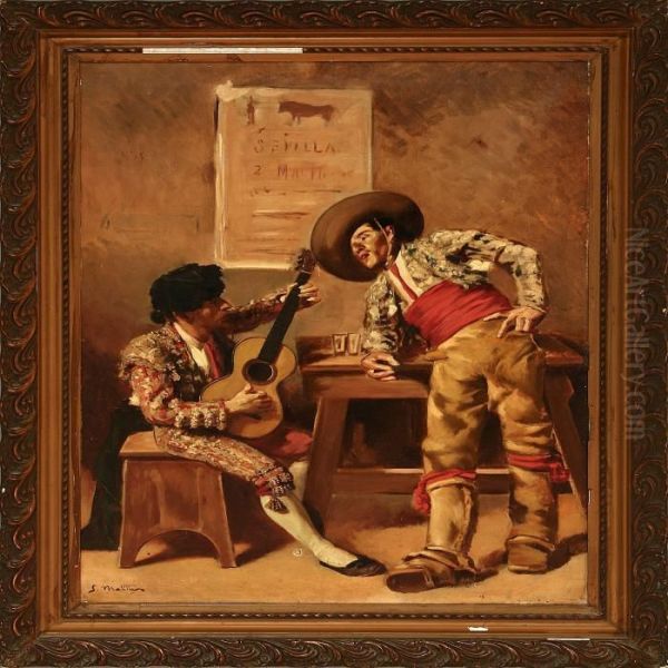 A Bullfighter And A Guitarist In A Tap Room In Seville - view 1