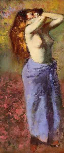 Woman in a Blue Dressing Gown, Torso Exposed - view 1
