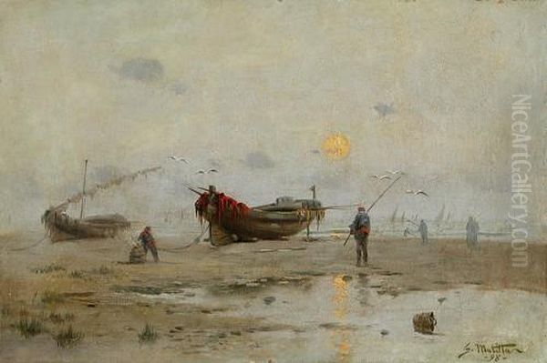 Barcas Y Pescadores Al Amanecer - view 1