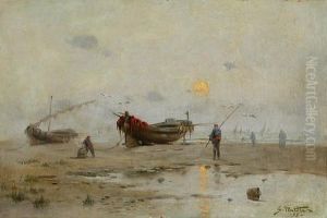Barcas Y Pescadores Al Amanecer
