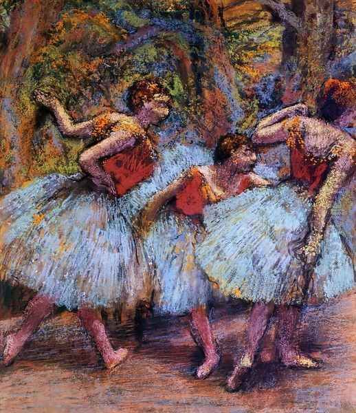 Three Dancers, Blue Skirts, Red Blouses - view 1