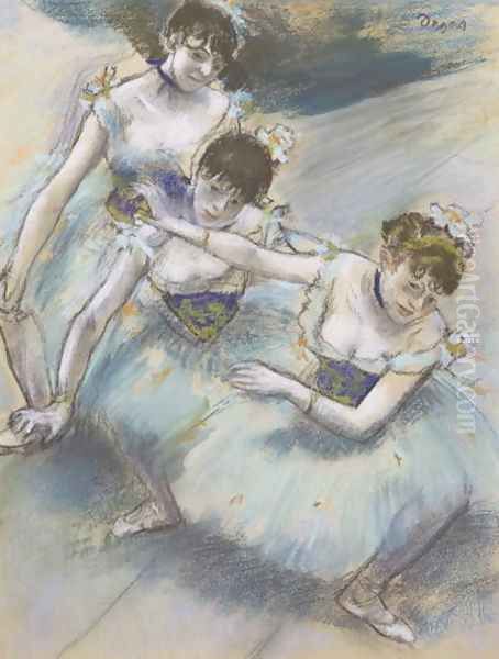 Three Dancers in a Diagonal Line on the Stage, c.1882 - view 1