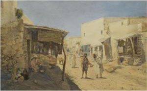 View Of The Main Street With Waterseller And Pastry Cook's Shops by Jarvis Matthew