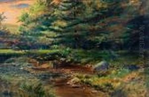 Horses Grazing At The River's Edge by Marmaduke Matthews