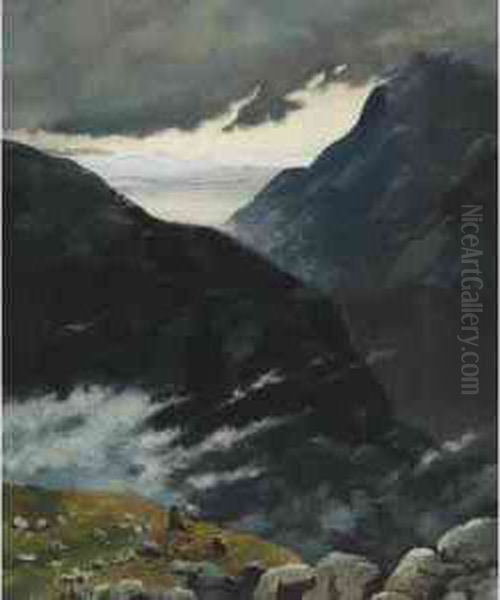 Artist Sketching In The Rocky Mountains - view 1