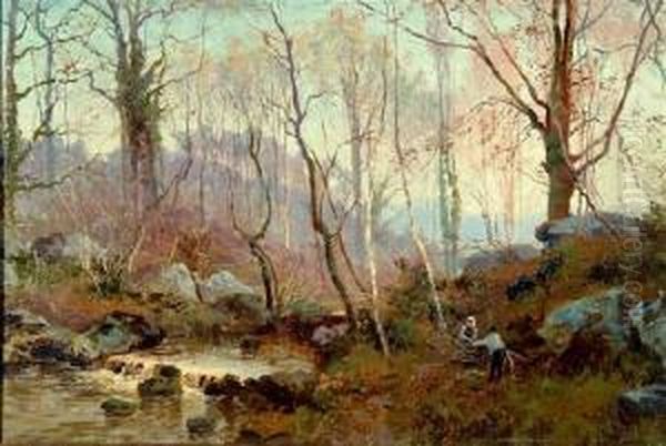 A Wooded Stream With Faggot Gatherers - view 1