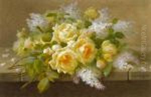Yellow Roses With Lilac