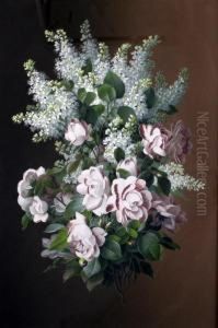 Still Life Of Lilac And Roses by Raoul Maucherat de Longpre