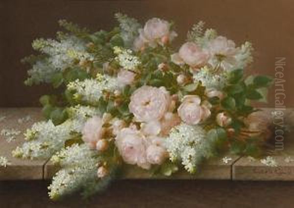 Pink Roses And Lilac - view 1