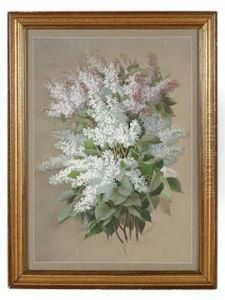 Longpre , White And Lavender Lilac Bouquet.