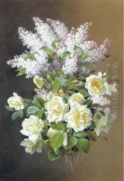 A Spray Of Roses And Lilac; Also A Companion Still Life - view 1