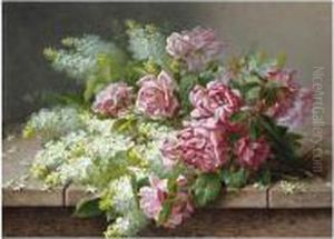 Still Life Of Lilac And Roses by Raoul Maucherat de Longpre