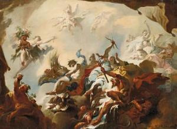 Allegorische Undmythologische Darstellung Mit Diana Und Poseidon - view 1