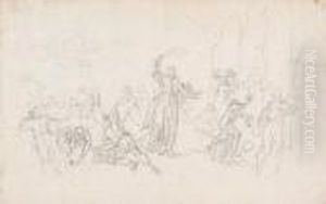 Werkstatt/studio Christus Vertreibt Die Wechsler Aus Dem Tempel by Franz Anton Maulbertsch
