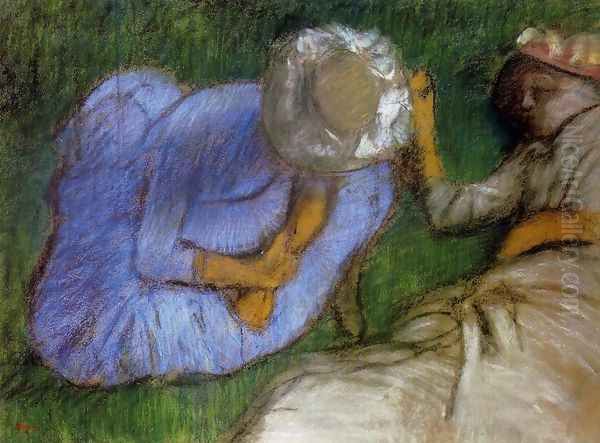 Young Women Resting in a Field - view 1