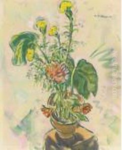 Still Life With Yellow And Orange Flowers by Alfred Henry Maurer