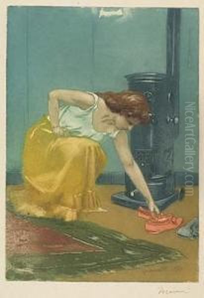 Femme Pres D'un Poele - view 1