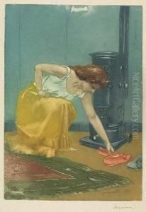 Femme Pres D'un Poele by Charles Maurin