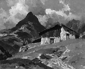 "im Engadin". Sign. Und Bez.
 Rottach-egern, Rucks. Betitelt. Ol Auf Lwd. 40 X 50 Cm. Rahmen
