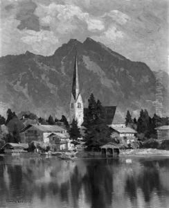 "rottach-egern". Sign. Und Bez. Ol Auf Lwd. 60,5 X 82 Cm. Rahmen