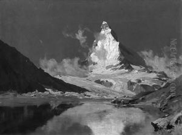 "matterhorn Und Riffelsee". Sign.
Und Undeutl. Bez. Ol Auf Lwd. 62 X 81 Cm - view 1