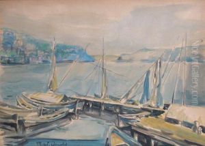 Boats At The Bridge by Arnold Max Wexler