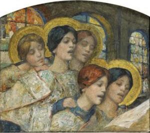 Le Chant Des Anges [ ; The Song 
Of The Angels ; Watercolour And Gouache, Heightened With Gold On Paper ;
 Signed Lower Left ]