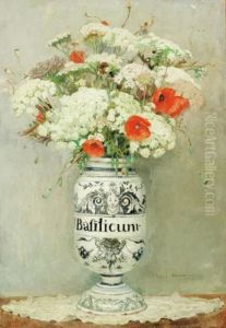 A Vase Of Queen Anne's Lace And Poppies