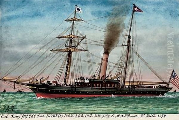 Two Albums Of Watercolours Of 
Ship Portraits Including; The American Steamships St Paul And Haverford 
(one Illustrated); And The American Yacht Erl King - view 1