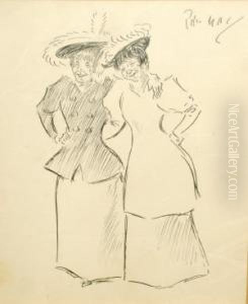 Study Of Two Ladies Standing Full-length - view 1