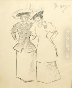 Study Of Two Ladies Standing Full-length by Philip William May