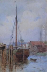 Continental Harbour Scene by Walter William May