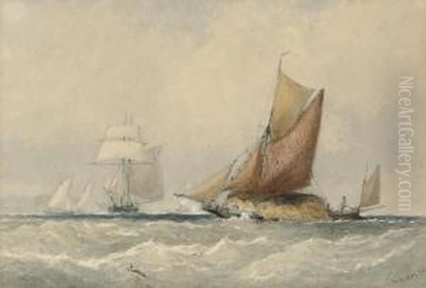 A Loaded Hay Barge And Other Shipping In The Channel - view 1