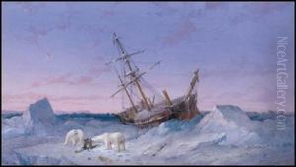 Tall Ship Floundering In Arctic Waters, Franklin Expedition - view 1