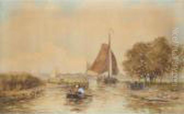 Barges In A Dutch Landscape - view 1