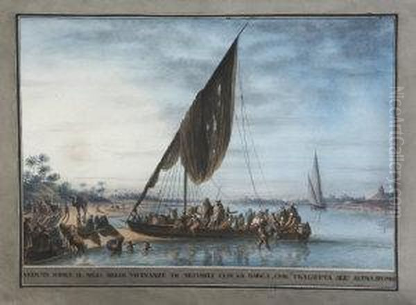 Veduta Sopra Il Nilo Nelle
Vicinanze Di Nedssili Con La Barca, Che Tragetta All Altra Sponda - view 1