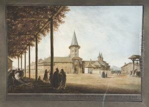Veduta Del Primo Cortile Del Convento Greco Detto S.m. Curle D'argis Nella Valachia by Luigi Mayer
