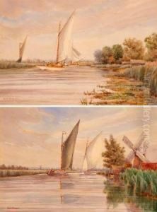 Broads Scenes With Wherries And Yachts