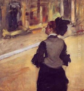 A Woman Seated beside a Vase of Flowers 2 by Edgar Degas