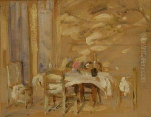 Terrace Scenes Lady Seated At A Table & An Empty Table by William Frederick Mayor
